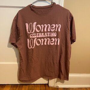 Brown and Pink Women's Graphic T-Shirt